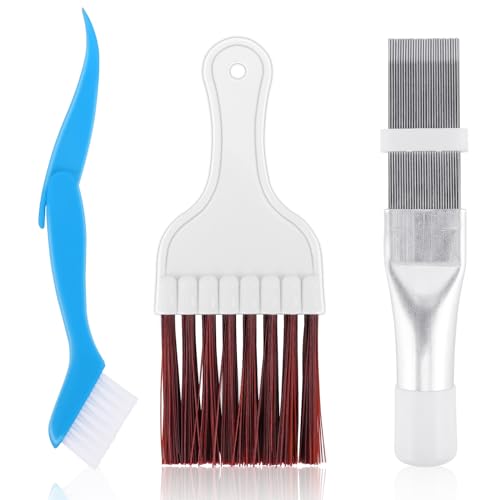 Coicok Spazzola per Pulizia del Condizionatore d'Aria, 3 Pezzi Spazzola Pulizia Condensatore, Kit Pulizia Asciugatrice, Metallo Strumento di Riparazione del Radiatore per Unità Esterne, Filtri