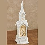 Melrose Church Snow Globe with Angel 16.25 Inches Height Plastic