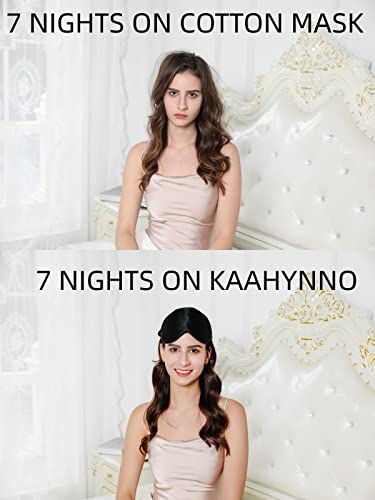 KAAHYNNO Travel Essential Silk Sleep Adjustable Mask Women Men Eye Sleeping Gift 100% Mulberry Side Sleeper Night Block Out Blindfold Hypoallergenic Cover Lightweight Nap Shade - Pink - Thumbnail 6