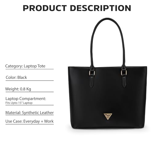 Image of Lavie Signature Women's Detroit Pro Laptop Tote Handbag for Women | Fits Upto 15 Inch Laptop | Laptop Bag for Work | Ladies purse | Stylish Shoulder Bag | Gift For Women