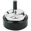 APS draaibare asbak “KLASSIKER”, asbak, asbak van verchroomd metaal, deksel met draaimechanisme, Ø 10,5 cm, hoogte 11cm, zwart