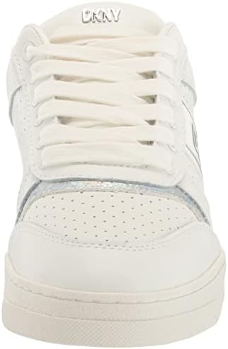 DKNY Women's Comfortable Chic Shoe Odlin Sneaker, WHT/Silver, 8 | Image 1