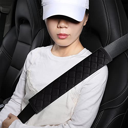 Weiche Auto-Sicherheitsgurtbezüge für Erwachsene Kinder Frauen und Männer Sicherheitsgurt-Kissenbezug Schutzpolster für LKWs SUV Schulterpolster für auto-Innenzubehör 2 Stück Schwarz 27cm