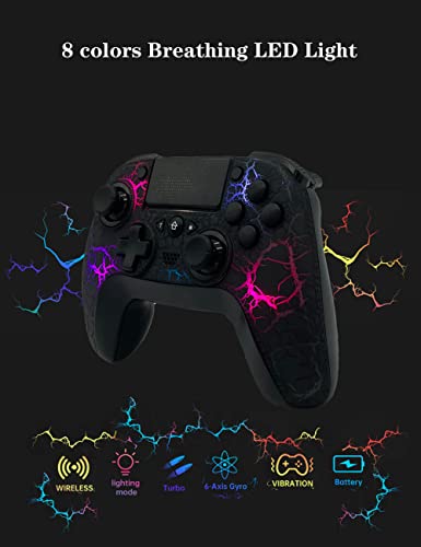 Image of TJPD 2-Pack Wireless Controller for PS4 /Pro /Slim & PC，2 Programmable Rear Buttons, RGB Lighting, 1000mAh Battery, Dual Vibration, 6-Axis Gyro, Built-in Speaker & Audio Jack (Blue)(Black)