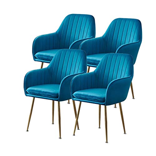 SJIALEN 4 Pcs Dining Chairs,with Backrest Soft Cushion for Office Lounge Dining Kitchen Bedroom Reception Chair Kitchen Chair (Color : Blue)