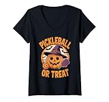 Photo Gallery donna pickleball or treat halloween fun maglietta con collo a v Photo Gallery donna pickleball or treat halloween fun maglietta con collo a v