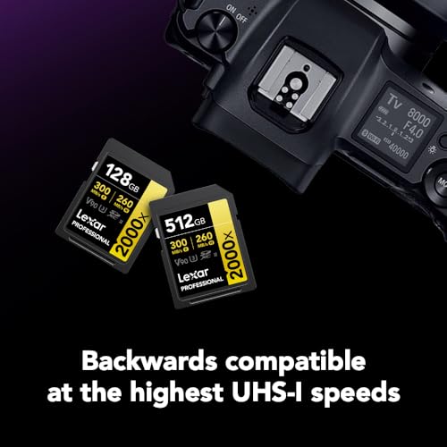 Image of Lexar 512GB Professional 2000x SDXC Memory Card, UHS-II, C10, U3, V90, Full-HD & 8K Video, Up to 300MB /s Read, for DSLR, Cinema-Quality Video Cameras (LSD2000512G-RNNNU)