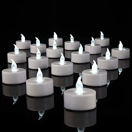Image of YIWER 24pcs Flameless Tea Lights Candles Realistic LED Flickering Operated Pumkin LED TeaLights Candles Long Lasting Electric Fake Candles Decoration for Party and Gifts Ideas
