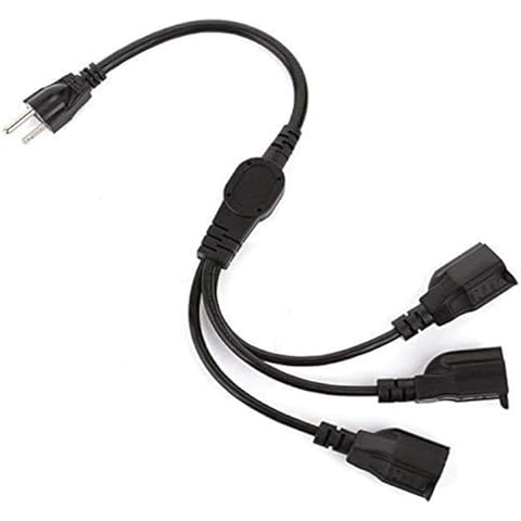 [Etl Listed] Qlfecle 1 to 3 Outlet Power Splitter Cord 3.3FT/1M (NEMA 5-15P to NEMA 5-15R) 16AWG Heavy Duty Cable Strip Outlet Saver1 Cover