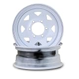 LIBRA 15 x 6 Trailer Wheels 6 Lug on 5.5' Bolt Pattern White Spoke, Set 2-17012
