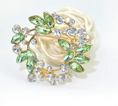 Image of Gyn&Joy Clear Crystal Rhinestone Floral Wreath Pin Brooch BZ005