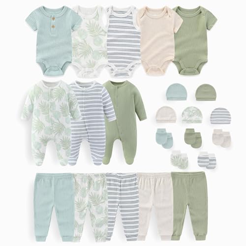 Image of JELYLOVE Unisex Baby Boy Girl Bodysuits And Pants Sets 23 pack Cotton New born Clothing Comfort Infant Birthday Outfit