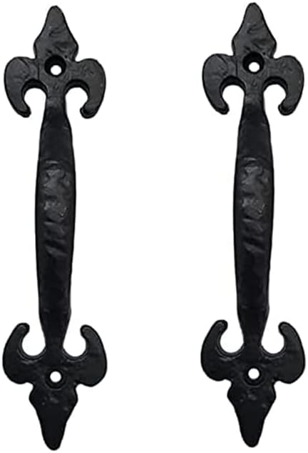 "Nethaniah Antique Cast Iron Cabinet Pull Handles (6.1" x 2 Pack, Matte Black) for Vintage Wooden Barn Doors, Gates, Closets, Furniture, Drawers, Cupboards, Wardrobes and Sheds