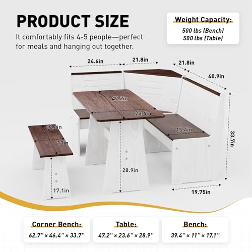Image of Breakfast Nook Table Set Kitchen - Corner Dining Table Set for 4-6 people