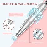 Portable Nail Drill Professional 35000 RPM, Rechargeable Electric Nail File Machine Cordless E-File for Acrylic Gel Polishing Removing with Bits Kit for Manicure Salon Home, Pink - Image 4