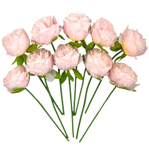 10pcs Artificial Peony Flowers Silk Peonies Real Touch Flower Bouquet for Vase Decor Wedding Table Centerpieces Valentines Gifts(Pink) image 2
