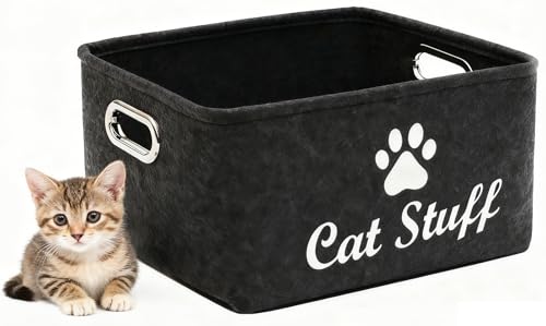 wpetle Cat Toy Bin Box Basket Storage containerPet Toy Basket Bin Box For Cat ToysCat Toy Baskets With Metal Handles