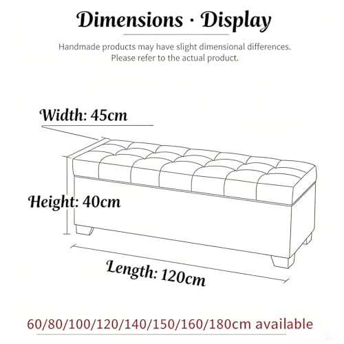 Banc ottoman de rangement coffre bout de lit repose-pieds en lin