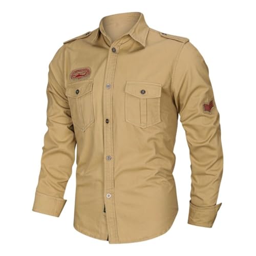 Chemise de loisirs en coton homme style militaire à manches longues