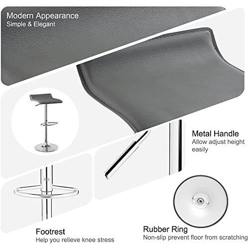 Vecelo Bar Stools Set Of 2, Swivel Bar Chairs, Counter Bar Stools With Height-Adjustable, Modern Armless Pvc Stools For Kitchen/Island/Bar/Dining Room/Party, Dark Grey #TOP4