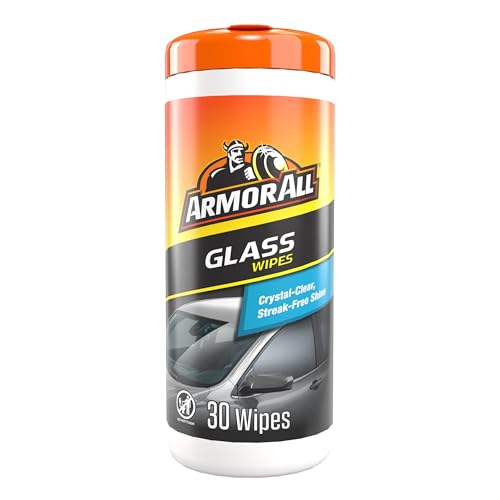 Armor All Car Glass Wipes, Auto Glass Cleaner for Film and Grime, 30 Count