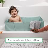 Ingenuity Tuckaway Kleinkinderbadewanne, verwandelt Dusche in Badewanne, Zusammenklappbar, Leicht zu reinigen, Keine Montage erforderlich, 12M-5J