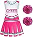 Costumerry Cheerleader Costume for Girls Cheerleading Outfit with Pom Poms Halloween Party Dress Up (8-9 Years)