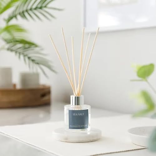 Image of New Sea Salt Scented Diffuser with Fragrance Sticks – Fresh Coastal Aroma, Long-Lasting Home Air Freshener with Refill Option, 30ml or 90ml Glass Bottle M-07 (Diffuser 30ml)