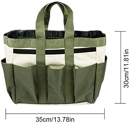Garden Tool Bag,Oxford Cloth Garden Tote Garden Tool Storage Box Home Lawn Yard Flower Shovel Bag with 8 Pockets and Handles Organizer Tool Bag