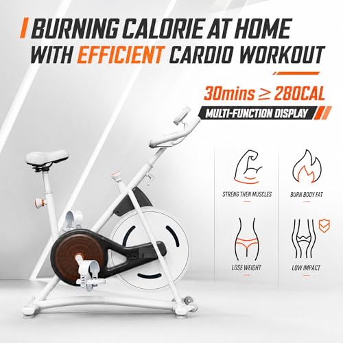 Image of Exercise Bike, Stationary Bikes for Home, Compact Indoor Cycling Bike | with Tablet Mount, with Exclusive Heart Rate Sensor and APP Sync, with Continuously Variable Resistance