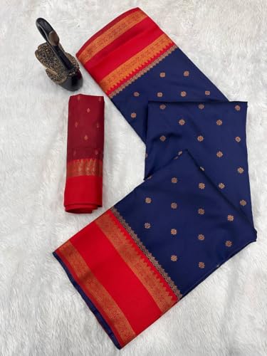 Image of Dharmavaram Pattu Paithani Saree Pure Silk Zari Weaving Floral Border Rich Pallu With Blouse Piece