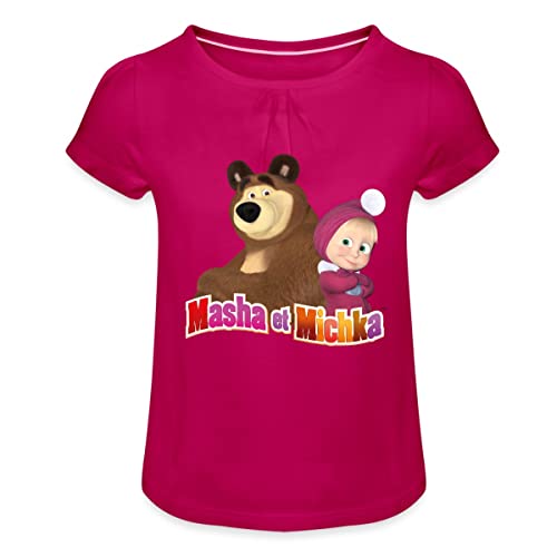Spreadshirt® Masha Et Michka Logo T-Shirt À Fronces Fille, 2 Ans, Fuchsia