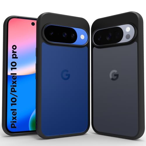 Image of RIGGEAR Shockproof Sleek Hybrid Armor Back Cover Case for Google Pixel 10 / Pixel 10 Pro (Smoke Black Matte PC + Black TPU Bumper)