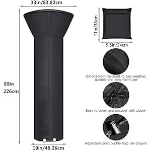 Patioheatercoverwaterproofwithzipperandstoragebagoutdoorheatercoverhasdustproofwindresistantuvresistantsnowresistantfeaturesforpatioheater89heightx33domex19base Urban Country Home Decor Patio heater cover waterproof with zipper and storage bagoutdoor heater cover has dustproofwind resistantuv resistantsnow resistant features for patio heater 89 height x 33 dome x 19 base urban country home decor