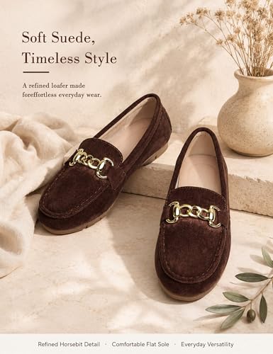 Image of ABEJOJO Women's Loafer Shoes, Comfortable Slip on Casual Flat Penny Shoes for Walking, Driving, Dressy