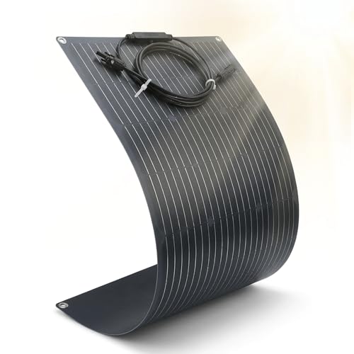 Holdwell S 200W Flexible Solar Panel, 25% High-Efficiency Solar Panel Semi-Flexible Panel, 180-240° Lightweight Bendable for Curved RV, Boat, Camping,Van Surfaces