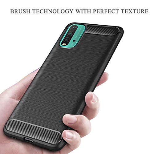 Image of NISHTECH for Redmi 9 Power (2021) Carbon Fiber Hybrid Armor Shock Proof TPU Back Case Cover