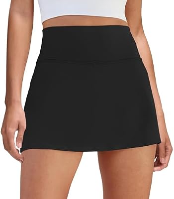 DLOODA Women's Skort Tennis Skirt with Pocket Shorts – Black