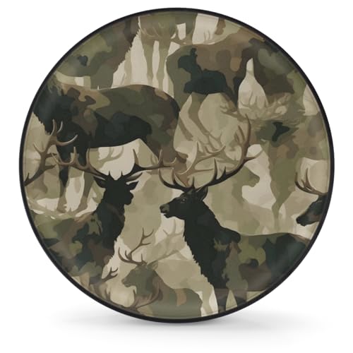 Image of Camouflage Military Tire Covers Protectors Weatherproof Dust-Proof Deer Animal Spare Wheel Cover Fit for Jeep Wrangler RV, SUV, Truck Travel Camper Trailer Vehicle 16 inch