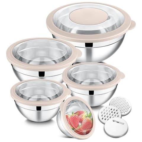 E-far Stainless Steel Mixing Bowls Set Cover