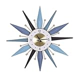 ZKP-QSWZ 31IN Starburst Wall Clock, Large Mid Century Sunburst Decorative Wall Clock, Silent Non Tic