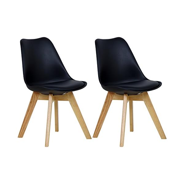 WOLTU Set of 2 Dining chairs Kitchen Lounge Corner chairs with faux leather seat and wood legs,BH29-2