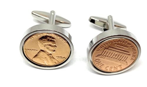 Gemelos Lincoln Cent de 1964 auténticos para un 60.º cumpleaños de hombre