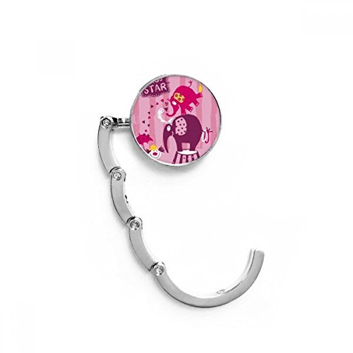 Colgador de bolso plegable con estampado de payaso y elefante para escritorio