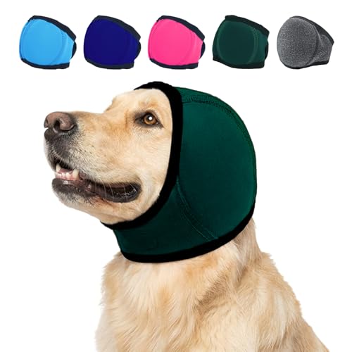 Image of MIGOHI Dog Ear Muffs Noise Protection, Calming Hoodie with Soft Padding-Adjustable Headphones for Dog, Hook & Loop Headband for Dogs, S, Green