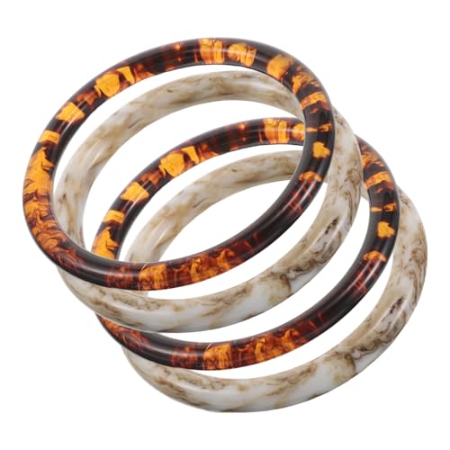 ULTECHNOVO 4 Piezas Asas Redondas para Bolso de Mano Asas de Repuesto de Resina D-shaped Accesorios Decorativos para Bolsos de Playa Macramé y Crochet Mango Resistente para Manualidades