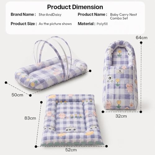 Image of StarAndDaisy Baby Mosquito Net with Mattress and Sleeping Bag, Foldable Mosquito Net Bed with Breathable Mesh, Portable Baby Bedding Set for Newborn