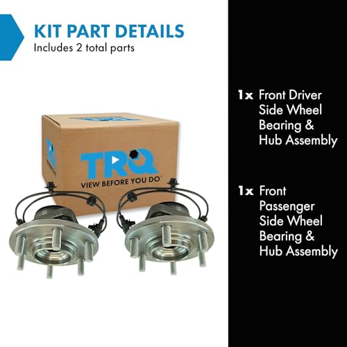 Image of TRQ Front Driver and Passenger Side Wheel Bearing & Hub Assembly Set 2 Piece for 2011-2013 Infiniti QX56 2014-2021 QX80 2017-2022 Nissan Armada