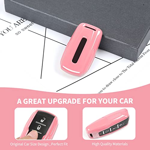 Image of RAZPOY for RAM Key Fob Cover, ABS Key Case Cover Holder Protector Compatible with for 2018-2023 Dodge RAM 1500 2500 3500, Pink
