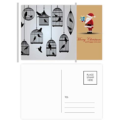 Cartes postales Silhouette Père Noël et cage aux oiseaux en lot de 20 exemplaires
